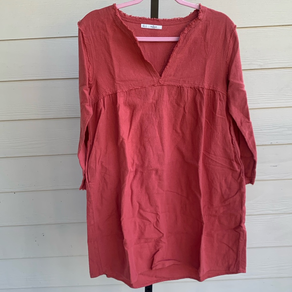 Grifflin Paris Babydoll Cotton Breathable Vneck Long Sleeve Tunic Cotton Small